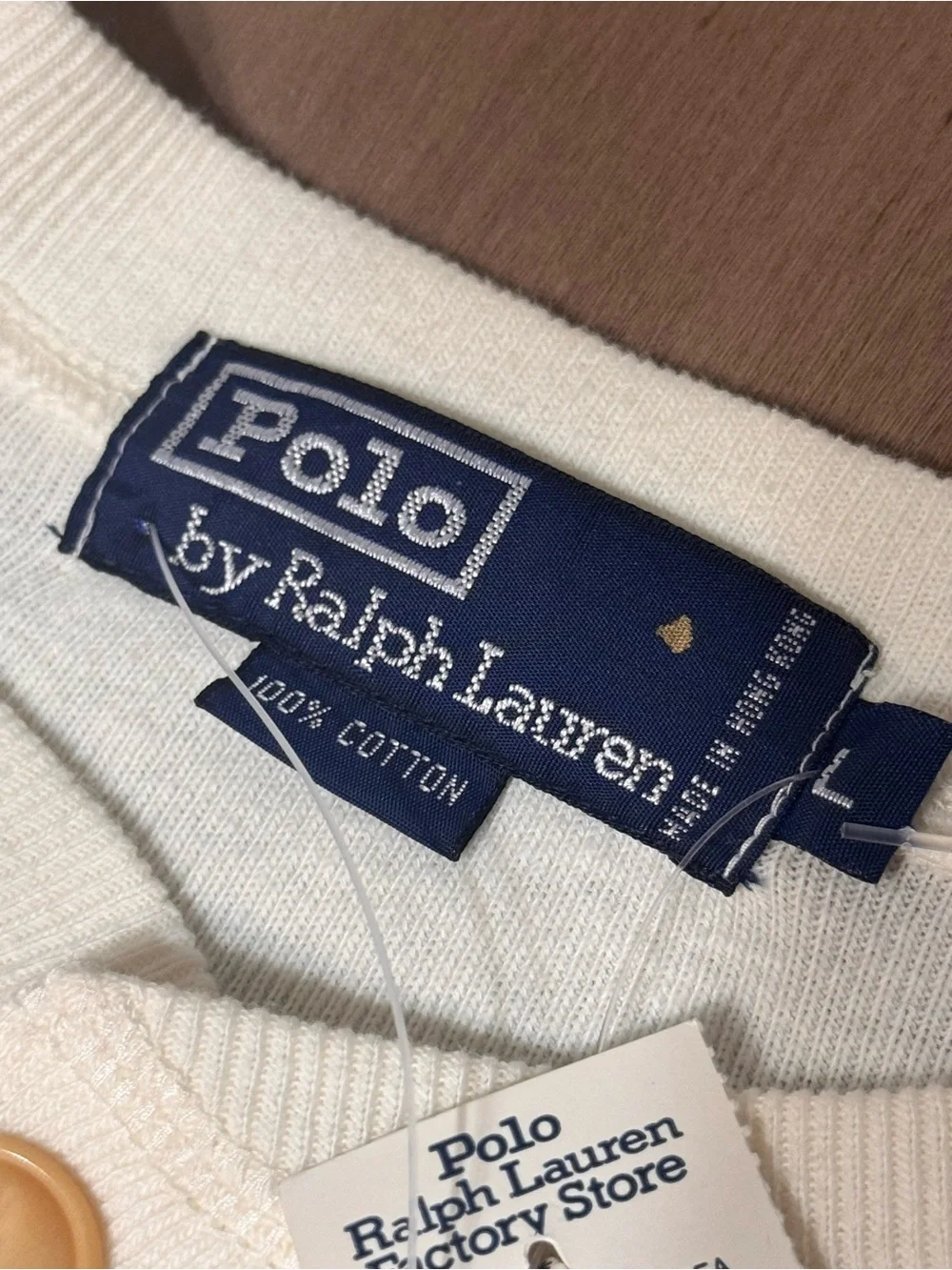 Polo Ralph Lauren NWT Mens L Henley Pullover Sweatshirt Cream Pony Cotton Preppy